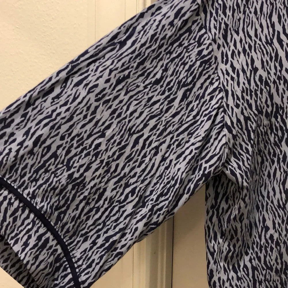 DONNA KARAN 2-pc PAJAMA SET NAVY/GRAY NWT sz XL